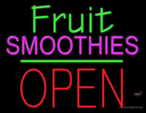 Fruit Smoothies Block Open Green Line Real Neon Glass Tube Neon Sign