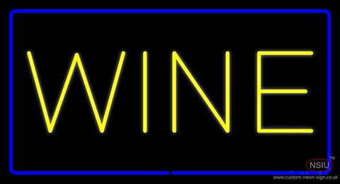 Wine Rectangle Blue Neon Sign