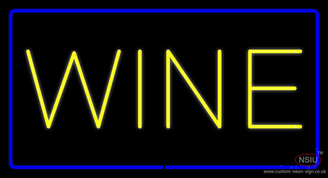 Wine Rectangle Blue Neon Sign 
