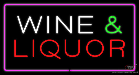 Wine and Liquor Rectangle Purple Neon Sign