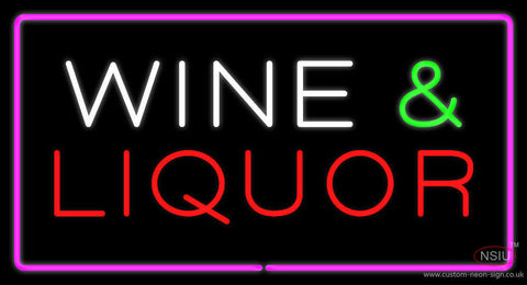 Wine and Liquor Rectangle Purple Neon Sign 