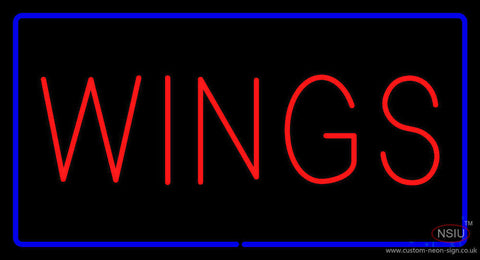 Wings Blue Border Neon Sign 