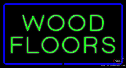 Wood Floors Rectangle Blue Neon Sign