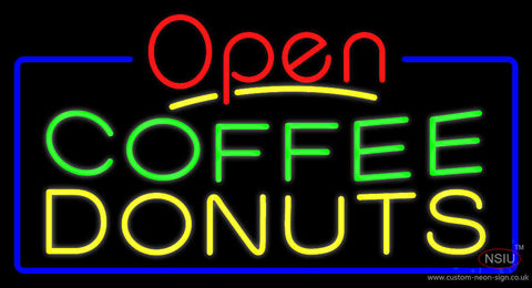 Red Open Coffee Donuts Neon Sign