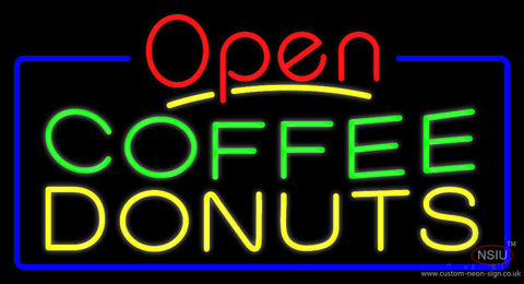 Red Open Coffee Donuts Neon Sign 