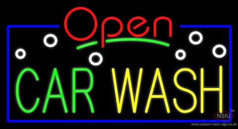 Open Car Wash Block Neon Sign