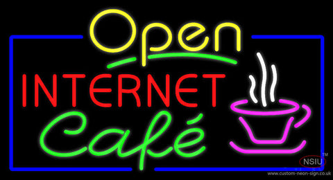 Yellow Open Internet Cafe Neon Sign 