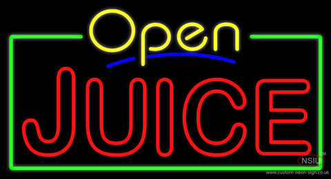 Yellow Open Double Stroke Juice Neon Sign 