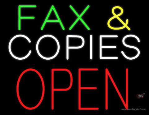 Green Fax and White Copies Block Open Real Neon Glass Tube Neon Sign 
