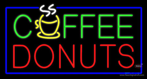 Green Coffee Donuts Red Blue Border Real Neon Glass Tube Neon Sign