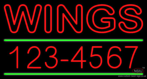 Wings with Phone Number Neon Sign 