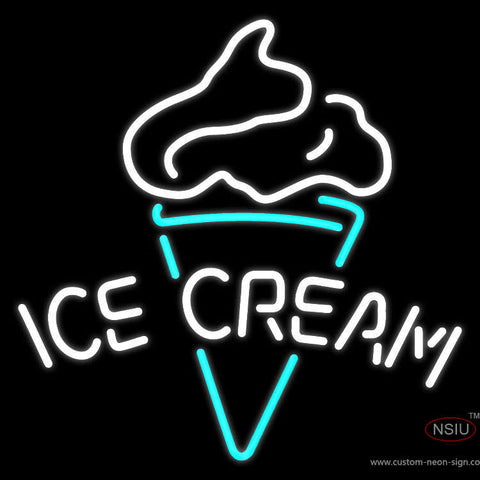 White Ice Cream Logo Neon Sign 