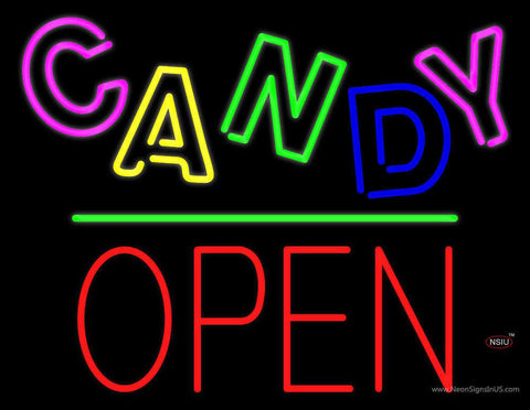 Candy Block Open Green Line Real Neon Glass Tube Neon Sign