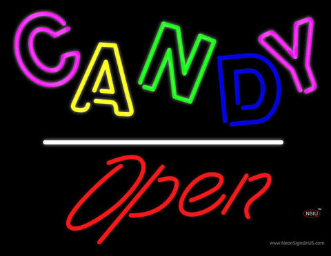 Candy Open White Line Real Neon Glass Tube Neon Sign