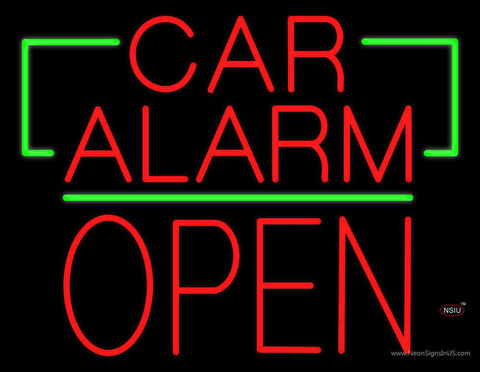 Car Alarm Block Open Green Line Real Neon Glass Tube Neon Sign 
