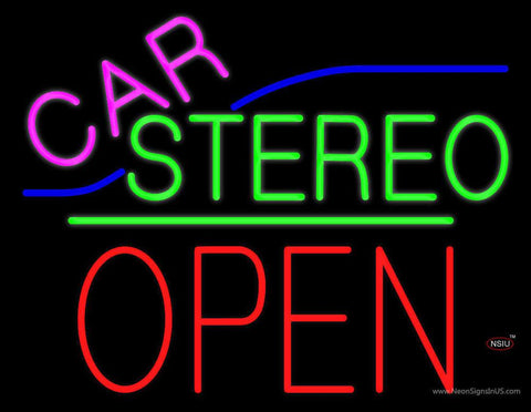 Car Stereo Block Open Green Line Real Neon Glass Tube Neon Sign 