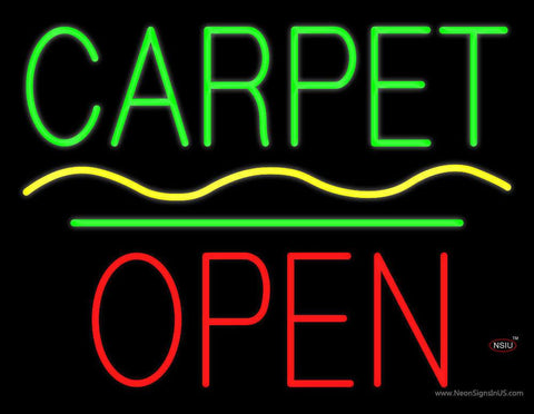 Carpet Block Open Green Line Real Neon Glass Tube Neon Sign