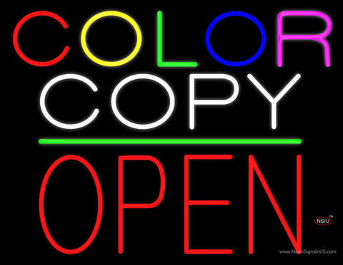 Color Copy Block Open Green Line Real Neon Glass Tube Neon Sign 