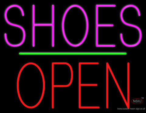 Shoes Open Block Green Line Neon Sign 