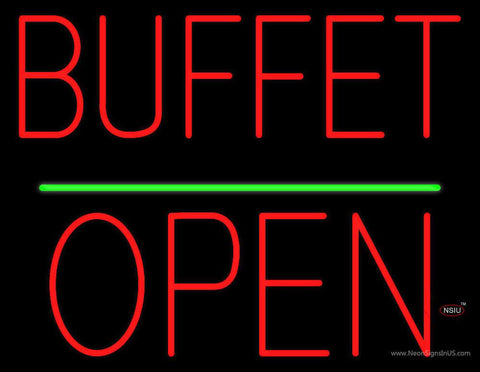 Buffet Block Open Green Line Real Neon Glass Tube Neon Sign 