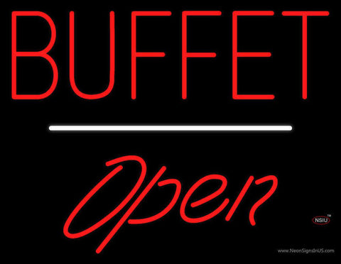 Block Buffet Open White Line Real Neon Glass Tube Neon Sign 