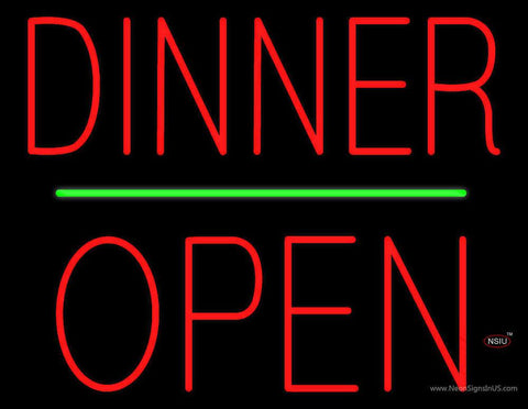 Dinner Block Open Green Line Real Neon Glass Tube Neon Sign 