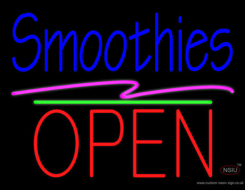 Smoothies Block Open Green Line Neon Sign