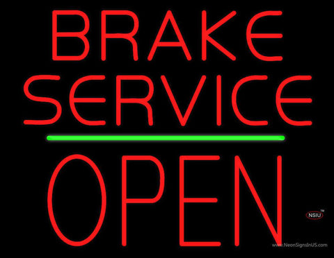 Brake Service Block Open Green Line Real Neon Glass Tube Neon Sign 