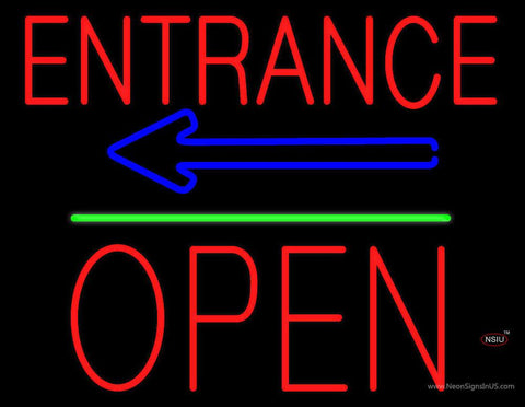 Entrance Block Open Green Line Real Neon Glass Tube Neon Sign