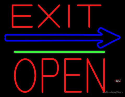 Exit Block Open Green Line Real Neon Glass Tube Neon Sign 