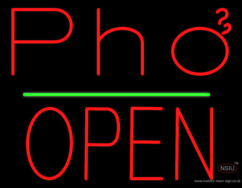 Red Pho Block Open Green Line Neon Sign