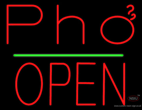 Red Pho Block Open Green Line Neon Sign 