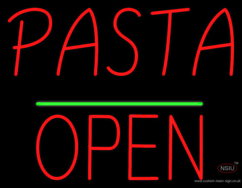 Pasta Block Open Green Line Neon Sign 