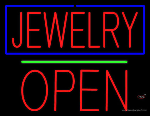 Jewelry Open Block Green Line Real Neon Glass Tube Neon Sign 