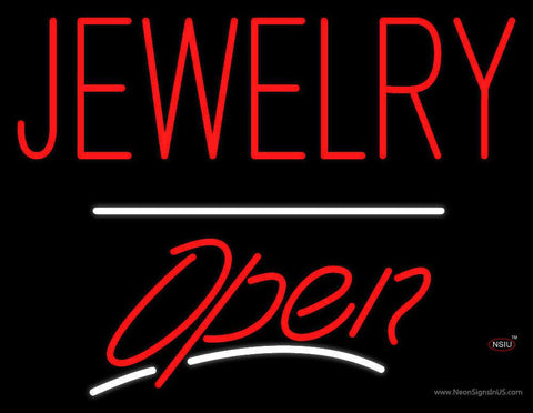 Jewelry Block Open White Line Real Neon Glass Tube Neon Sign 