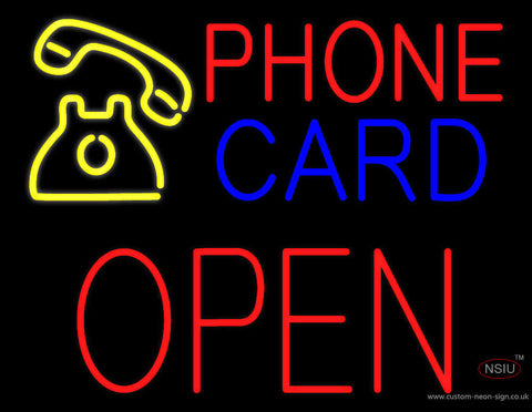 Phone Card Block Open Neon Sign