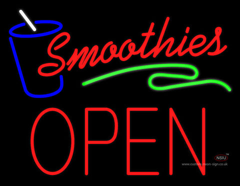 Smoothies Block Open Neon Sign 