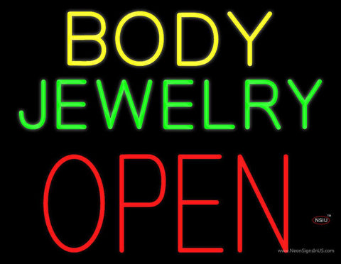 Body Jewelry Open in Block Real Neon Glass Tube Neon Sign 