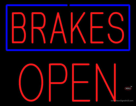 Brakes Blue Border Open Block Real Neon Glass Tube Neon Sign 