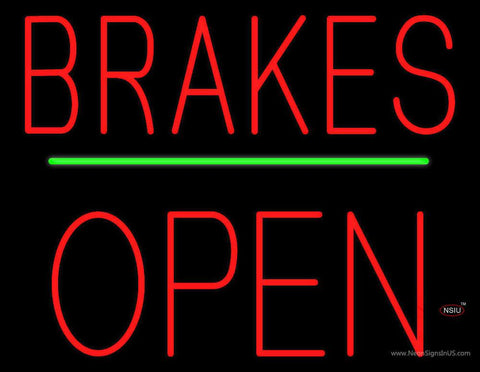 Brakes Open Block Green Line Real Neon Glass Tube Neon Sign 