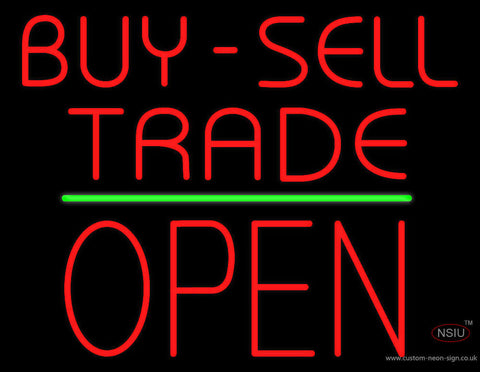 Red Buy Sell Trade Block Open Green Line Neon Sign