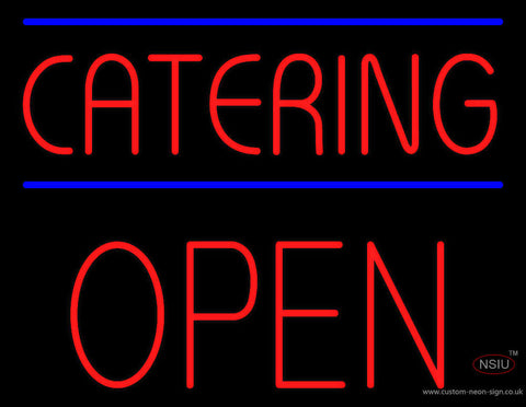 Red Catering Block Open Neon Sign