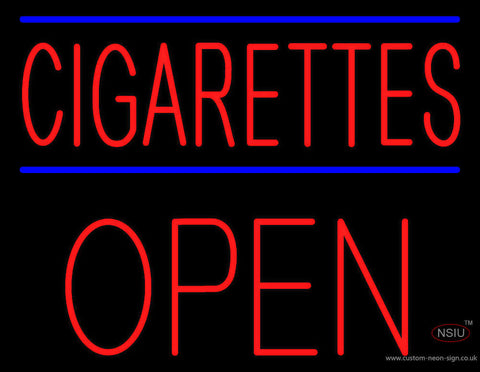 Red Cigarettes Open Block Neon Sign