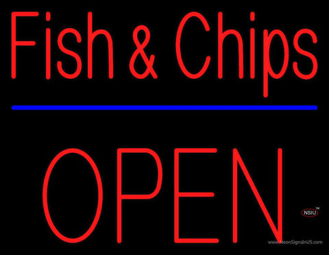 Fish and Chips Block Open Real Neon Glass Tube Neon Sign