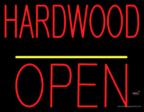 Hardwood Block Open Yellow Line Real Neon Glass Tube Neon Sign