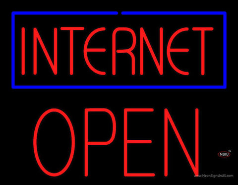 Internet Blue Border Block Open Real Neon Glass Tube Neon Sign 