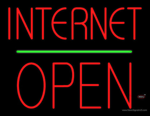 Internet Block Open Green Line Real Neon Glass Tube Neon Sign 