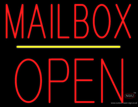 Mailbox Open Block Yellow Line Neon Sign 