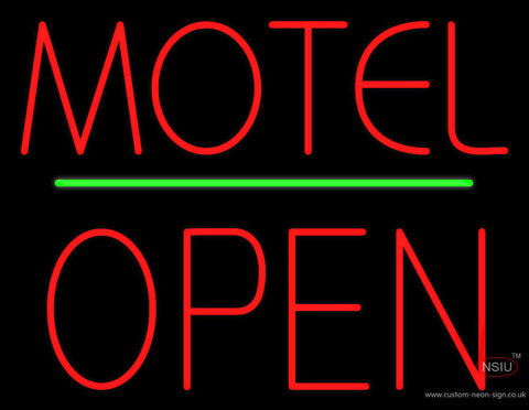 Motel Block Open Green Line Neon Sign