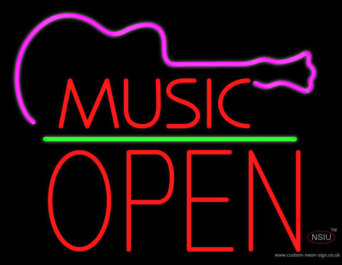 Music Green Line Open Block Neon Sign 